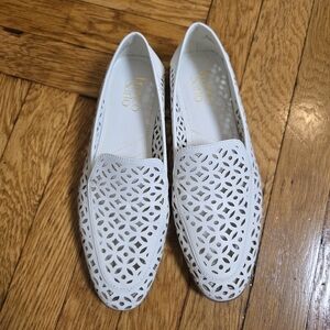 Franco Sarto Berta Perforated White Loafers Sz:7